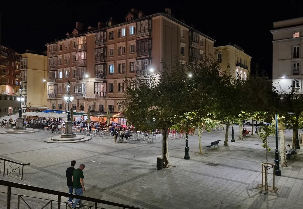 Plaza de Pombo, Santander, Spain at night