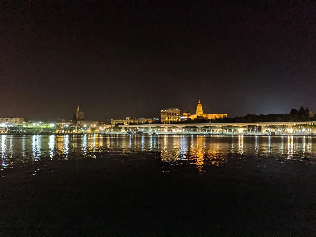 Malaga, Spain at night