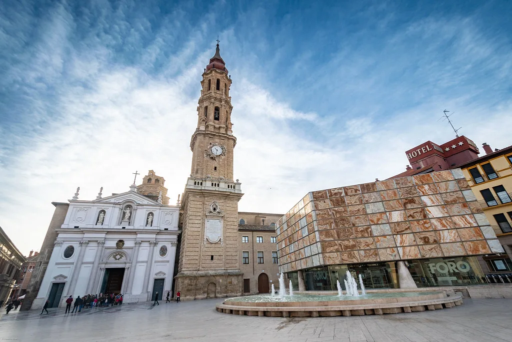 Venue view: La Seo de Zaragoza, the Cathedral of the Savior, showing its Mudéjar architecture.
