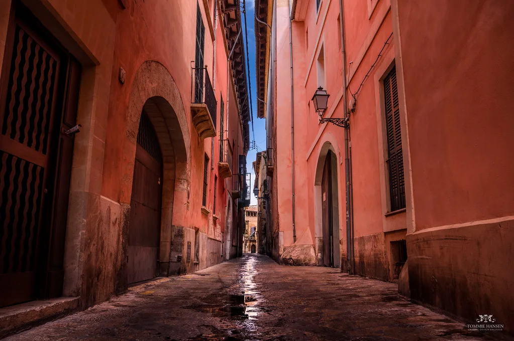 Narrow alley in Palma de Mallorca